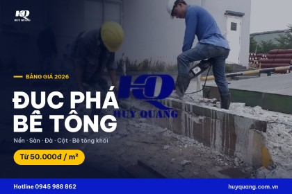 Đơn giá đục phá bê tông theo độ dày và tiết diện